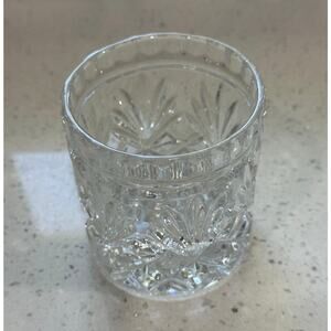 Cut Glass Feathered Pinwheel Lattice Pattern Spooner Lead Crystal